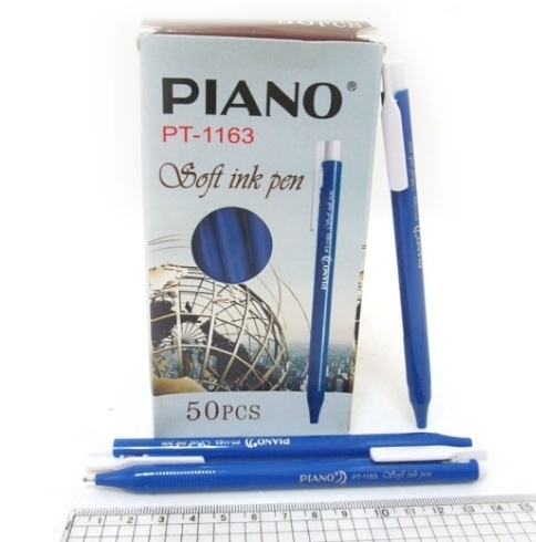 PT-1 163 Ручка масляна автомат "Piano" синя, тригранний корп., 50шт / етик.
