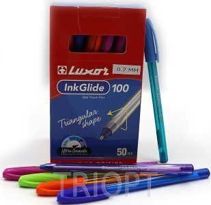 16700 Ручка кулькова "Luxor" "IncGlide ICY" трикутний корп. mix син. 0,7 мм (16702)