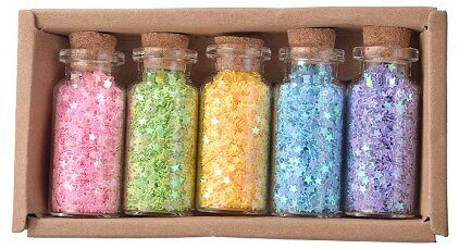 Набор конфетти декоративных № 4, 5 цветов*6г, стеклянная колба/картонная коробка ST 9910