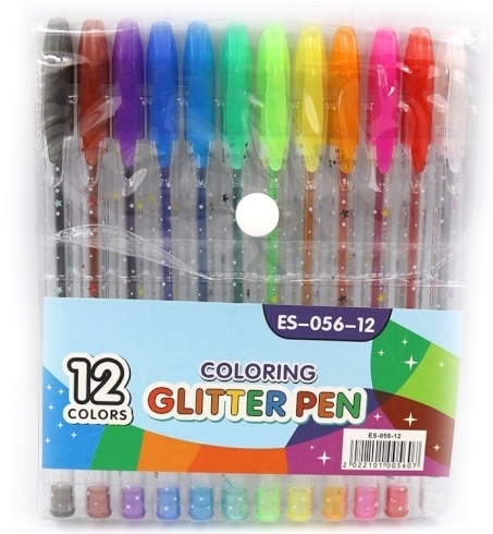 ES056-12 Набір гелевих ручок "Glitter pen" 12шт., PVC