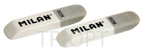 CCM8030BG Гумка прямокут. біло-сіра з фаскою "TM MILAN" 6*1,4*0,7см
