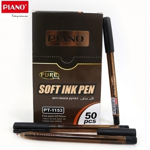 PT-1153 Ручка масляна "Piano" "Pure" чорна  (мідний колір)