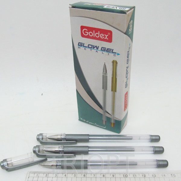 Ручка гелевая Goldex Glow Gel Metalic #894 Индия silver 1,0мм с грипом