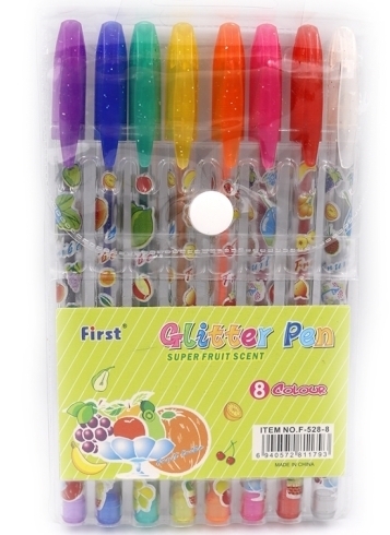 528-8 Набір гелевих ручок "Glitter pens" 8шт., PVC