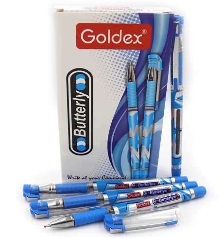 Ручка масляная Goldex Butterfly #1271 Индия Blue 0,7мм с грипом