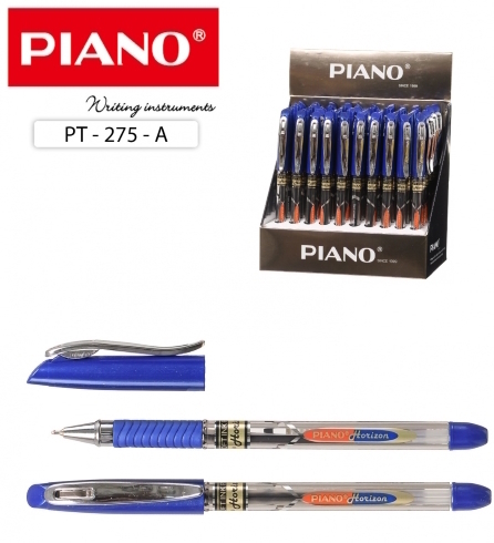 PT-275 Ручка масляна "Piano" "Horizon" синя, грип, 50шт / етик.
