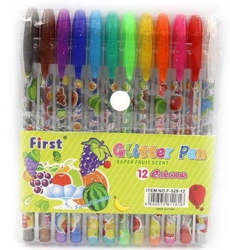 528-12 Набір гелевих ручок "Glitter pens" 12шт., PVC
