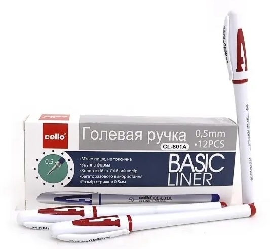 CL-801 (ET-801)  Ручка гель. CL "Basic liner" 0,5mm черв.