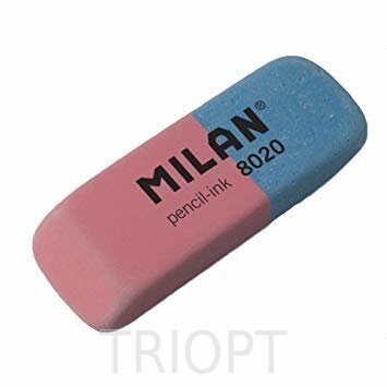 CCM8020 Гумка прямокут. красно-синя з фаскою "TM MILAN" 6,3*2,4*0,9см