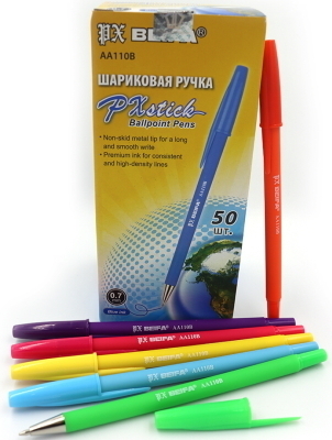 AA110B Ручка кулькова Beifa 0,7мм - синя, soft touch, mix, 50шт RU