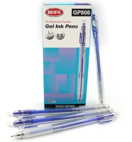 GP806 Ручка гелева Beifa 0,38мм, синя, карт. уп. 12шт.